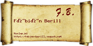 Fábián Berill névjegykártya