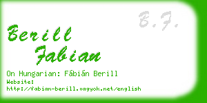 berill fabian business card